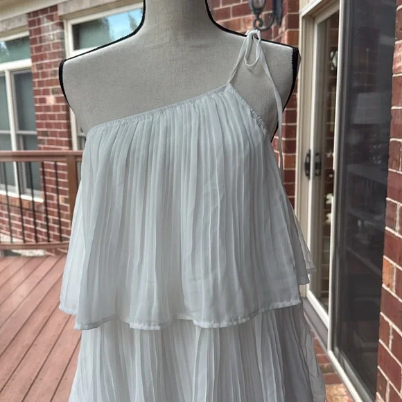 Lulus Blowing Kisses White Pleated One-Shoulder Mini Dress - Picture 8 of 13